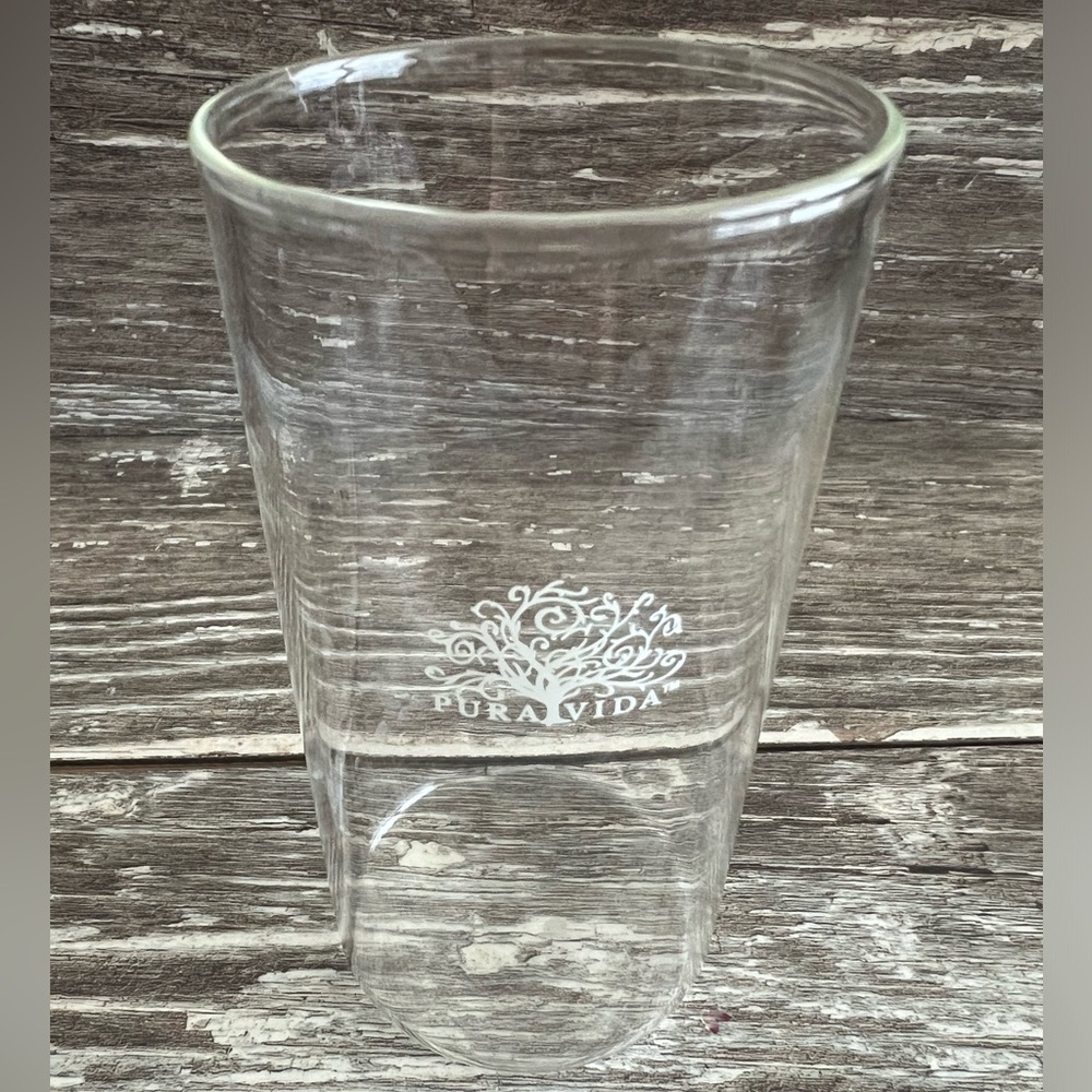 Pura Vida Clear Glass‎ Tumbler Candleholder Vase Etched Lightweight Small